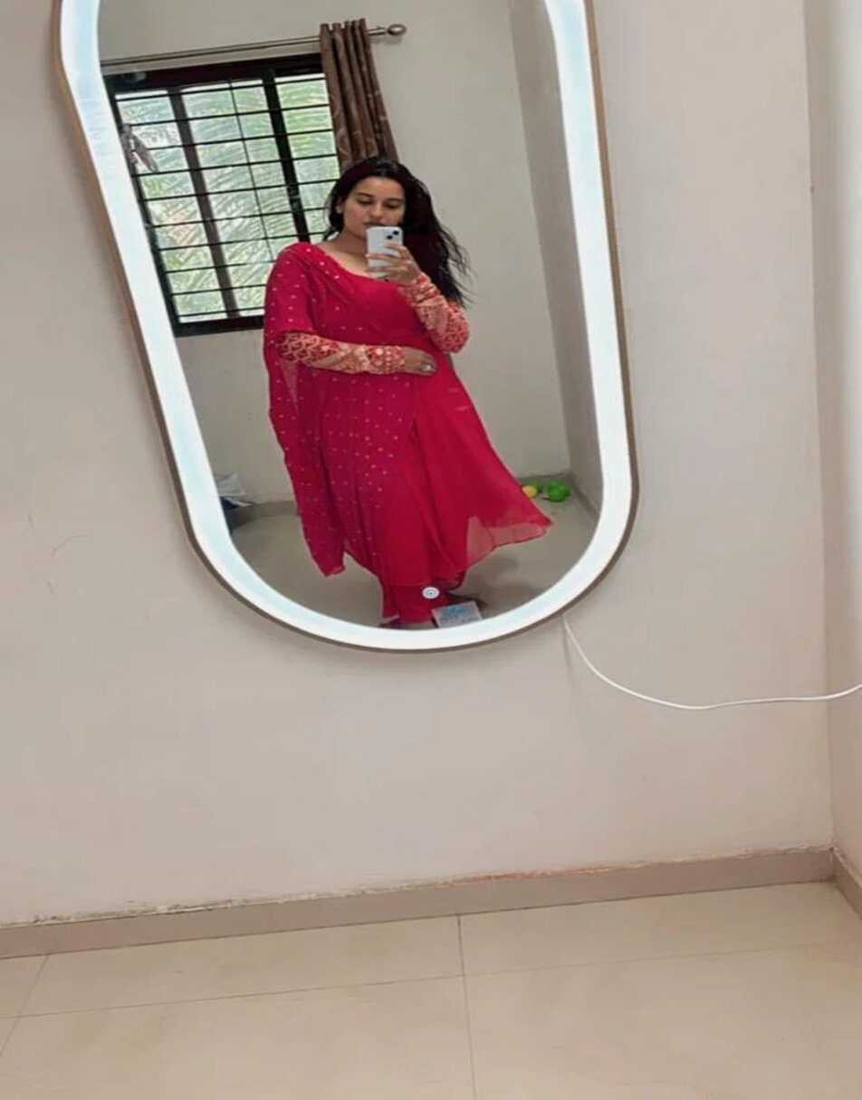 Hot Pink Anarkali Suit With Embroidered Sleeves And Butti work duppatta