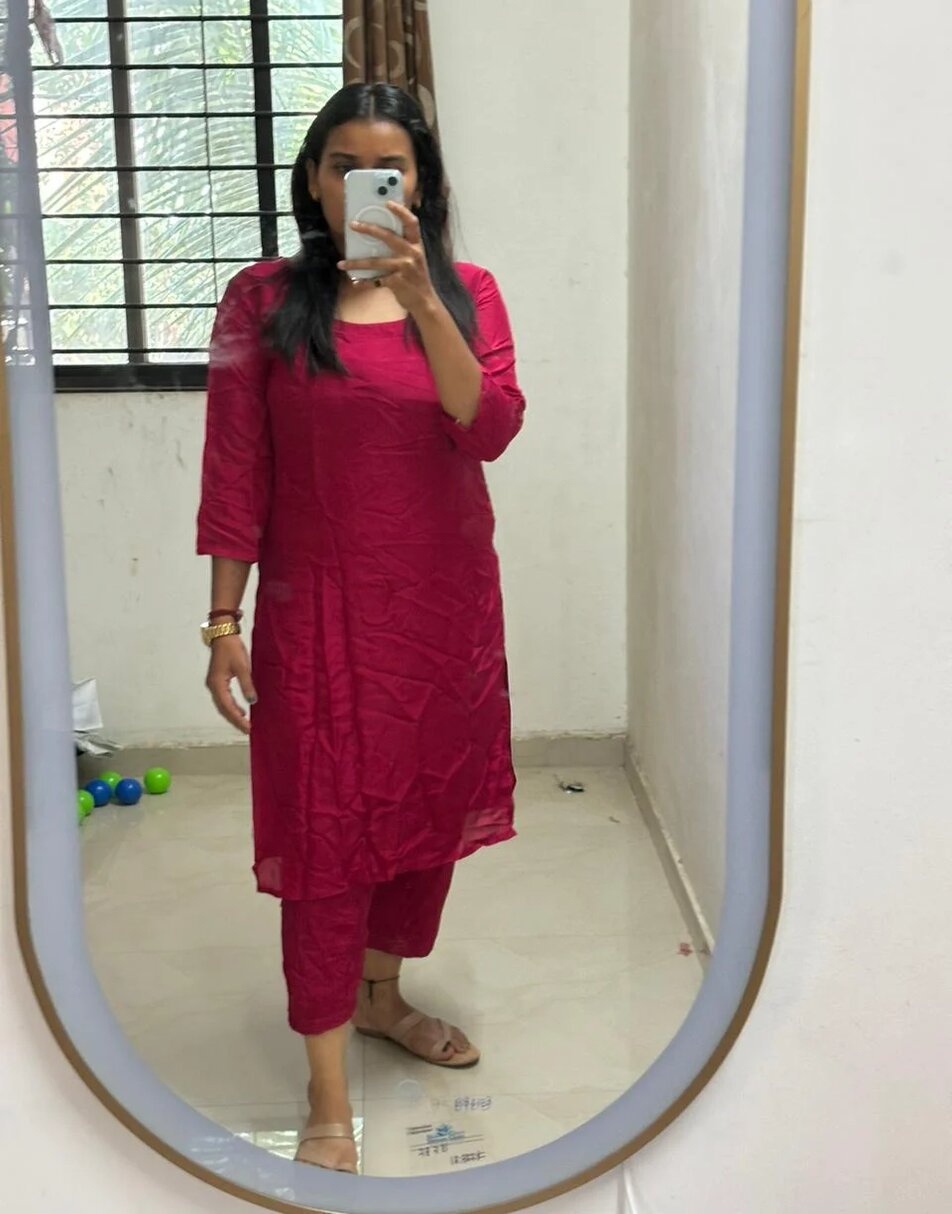 Hot Pink Kurta And Pant Set