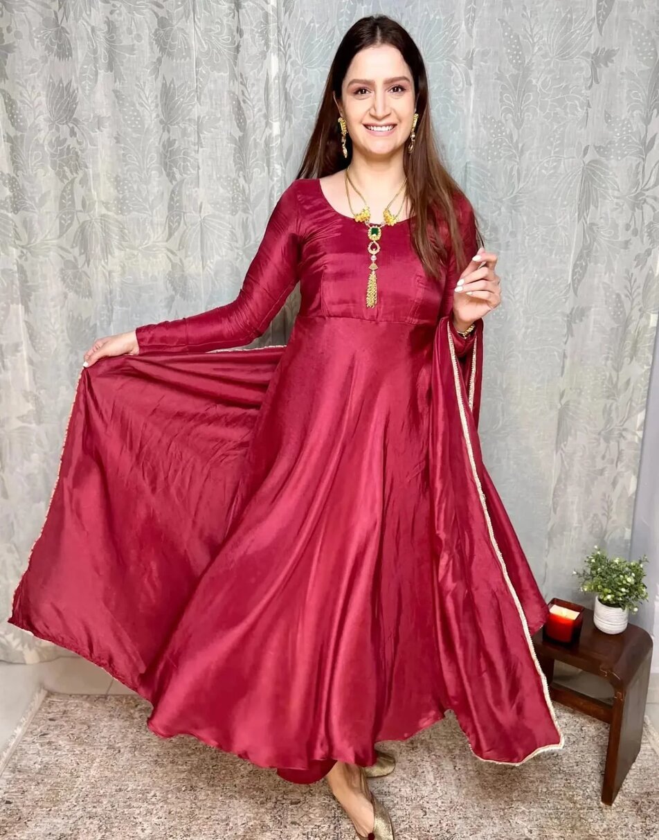 Maroon Uppada Silk Suit