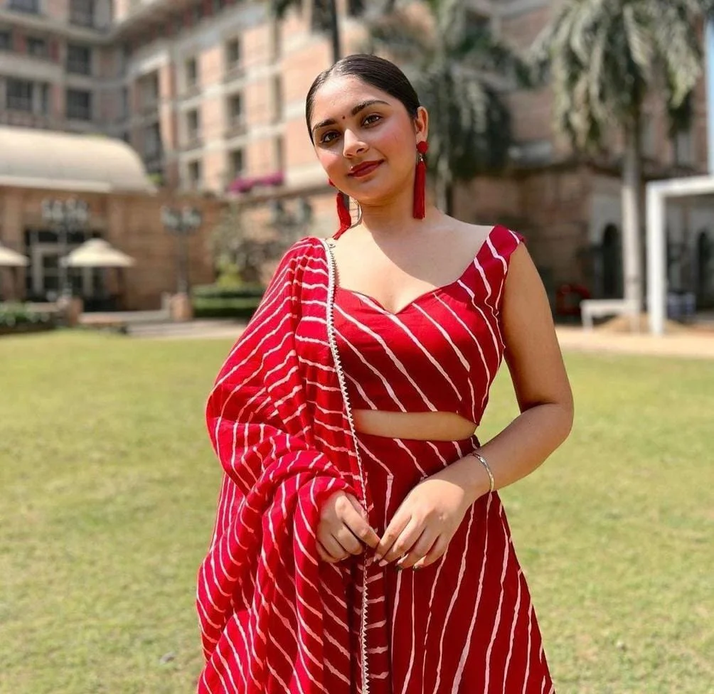 Red Lehriya Lehenga