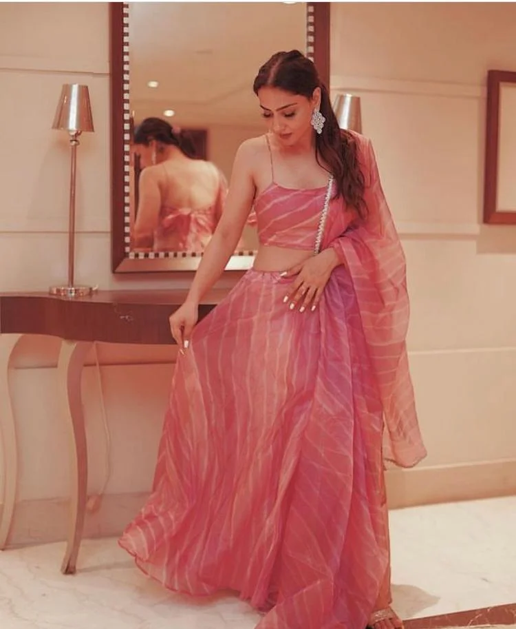 Pink Lehriya Lehenga