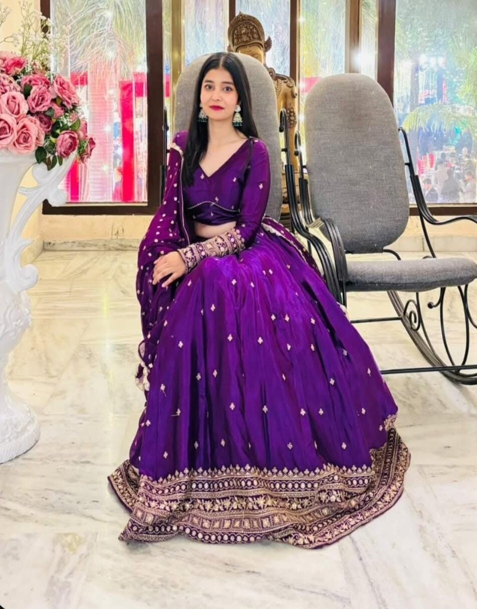 Purple gajji lehenga