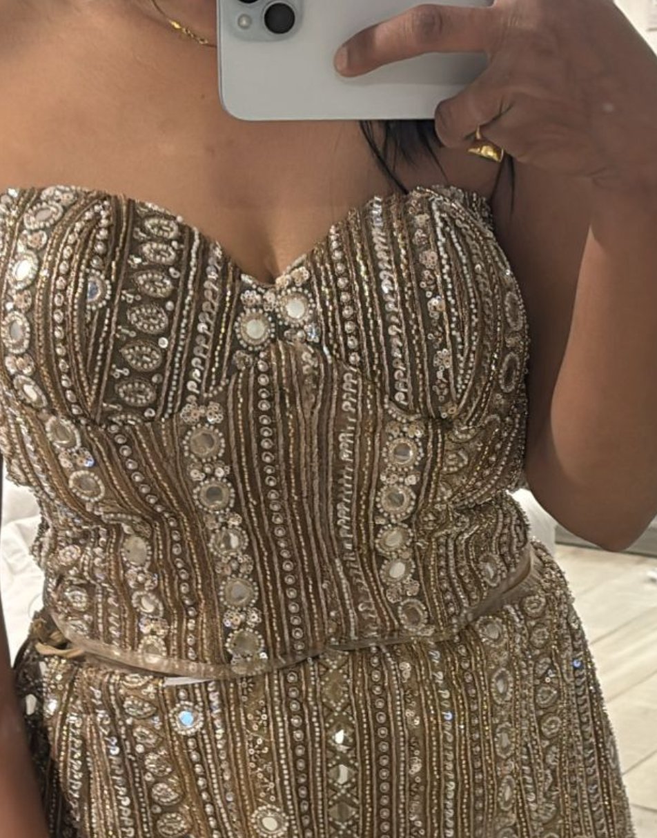 Fabric is net hand embroidered