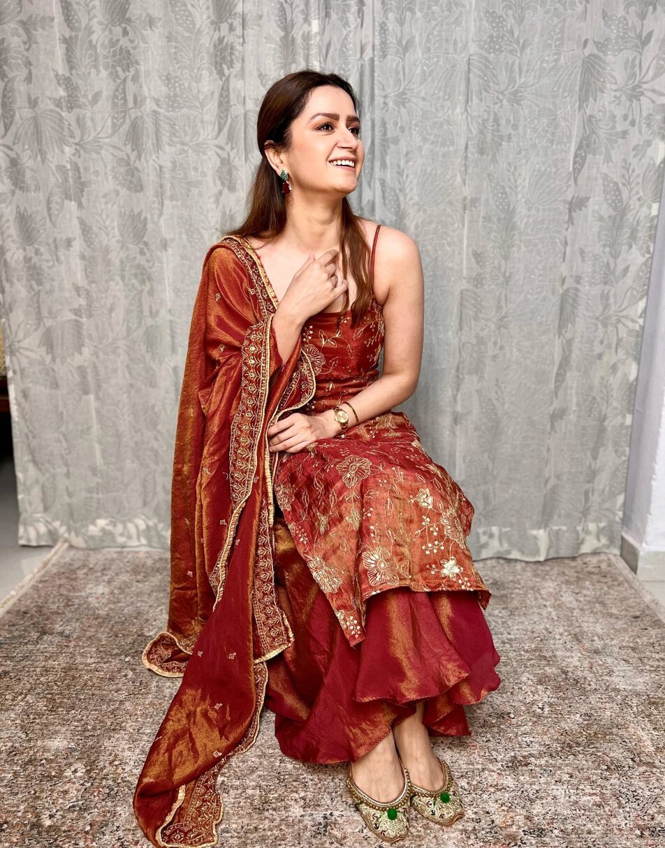 Rust Chanderi Sharara Set