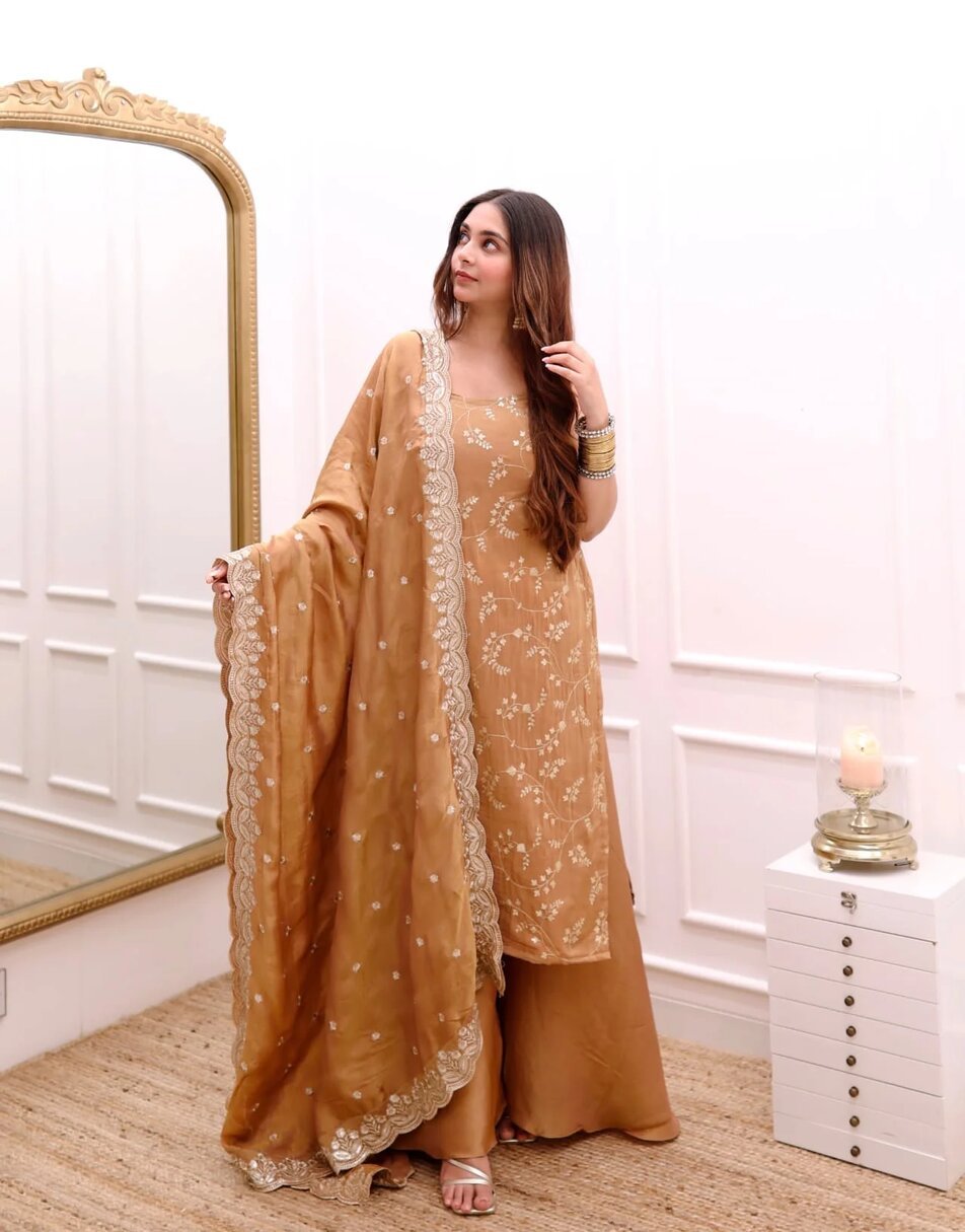 Golden Sharara Suit