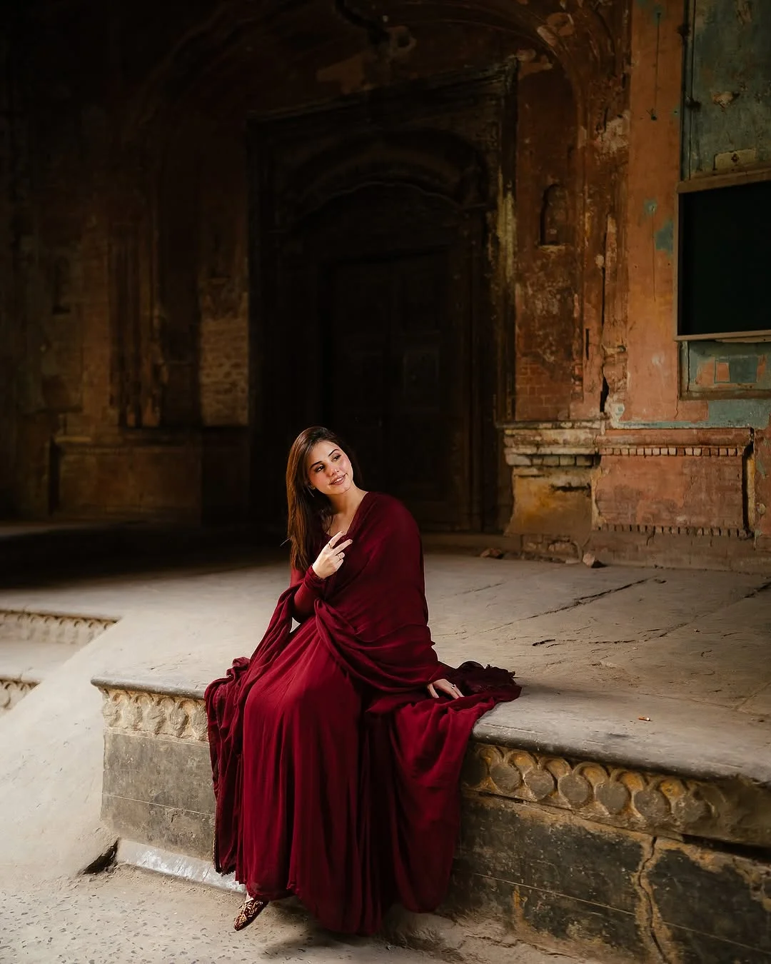 Red flowy uppada silk anarkali suit