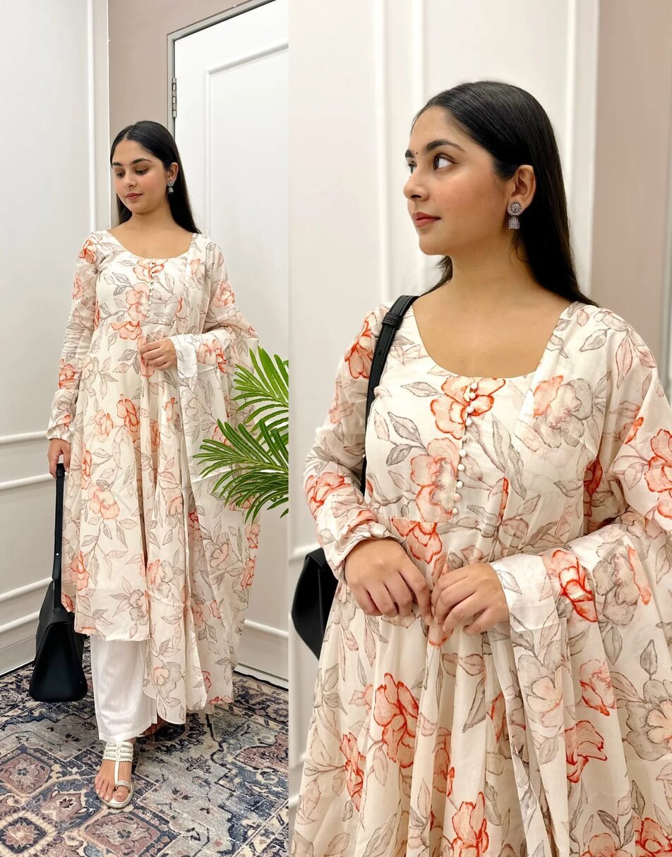 Floral Printed Anarkali Suit