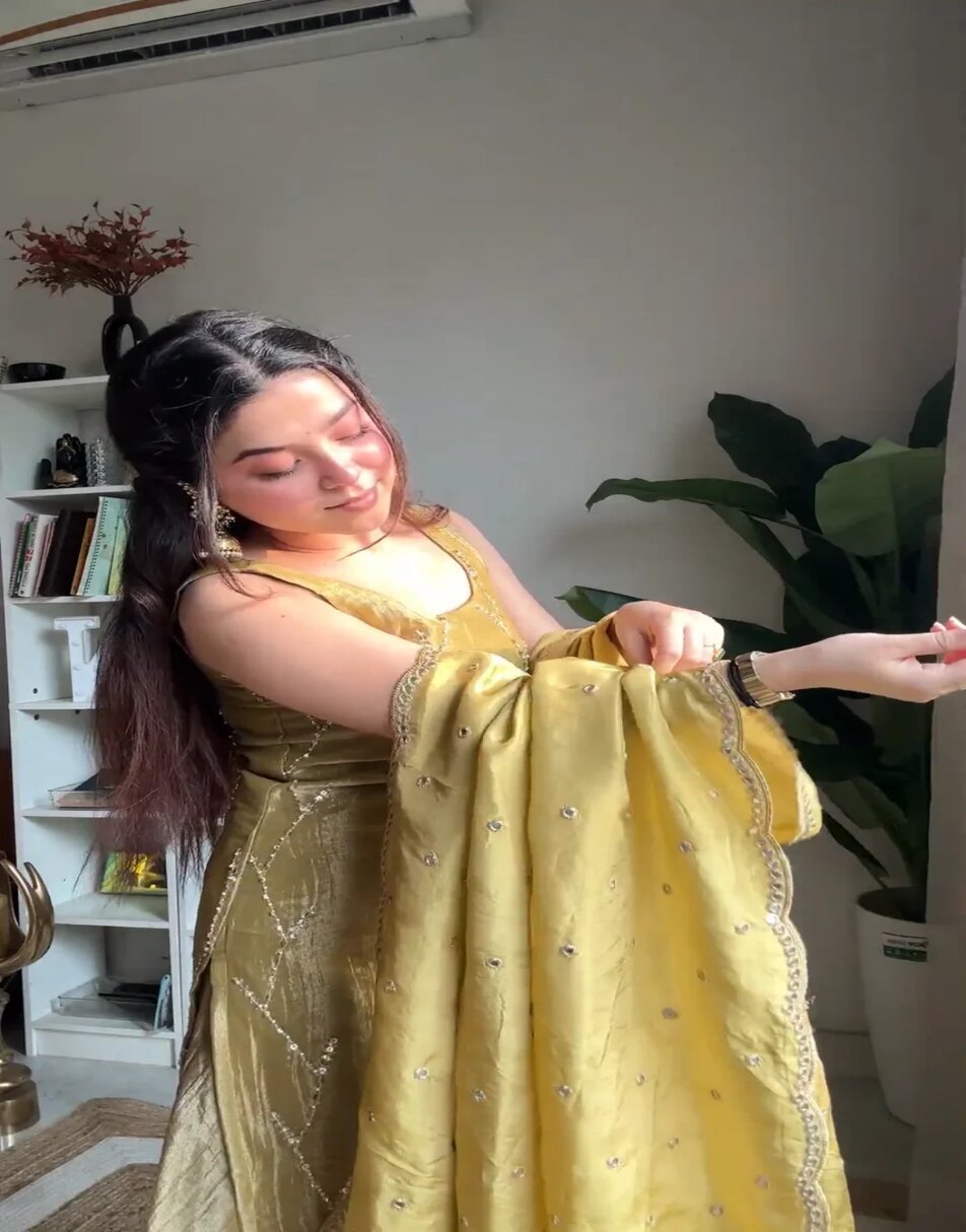 Yellow Zari Tissue Sharara Set