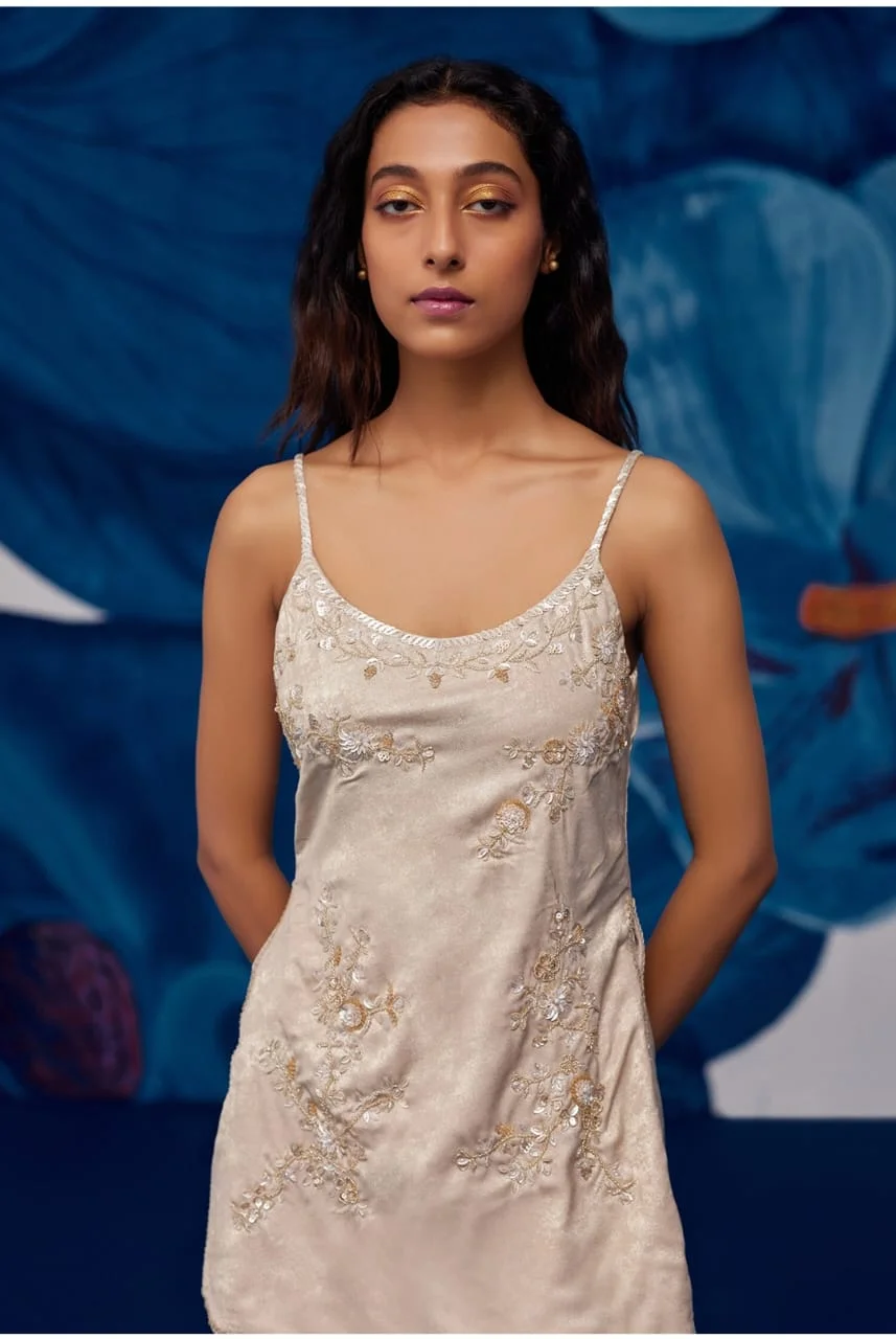 Silver hand embroidered sharara set