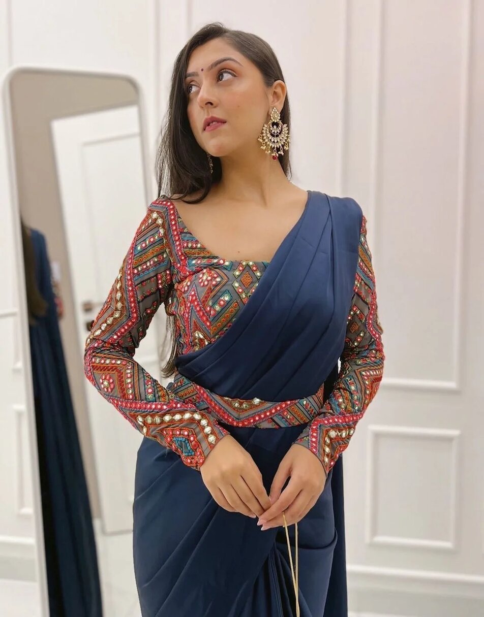 Navy Blue Satin Drape